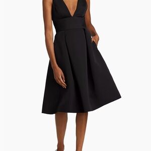 Amsale Women's Faille V-Neck Fit-and-Flare Dress size 14, fits size 12